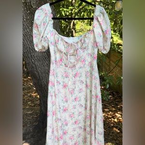 Cottage-core Floral Puff Sleeve Maxi Dress